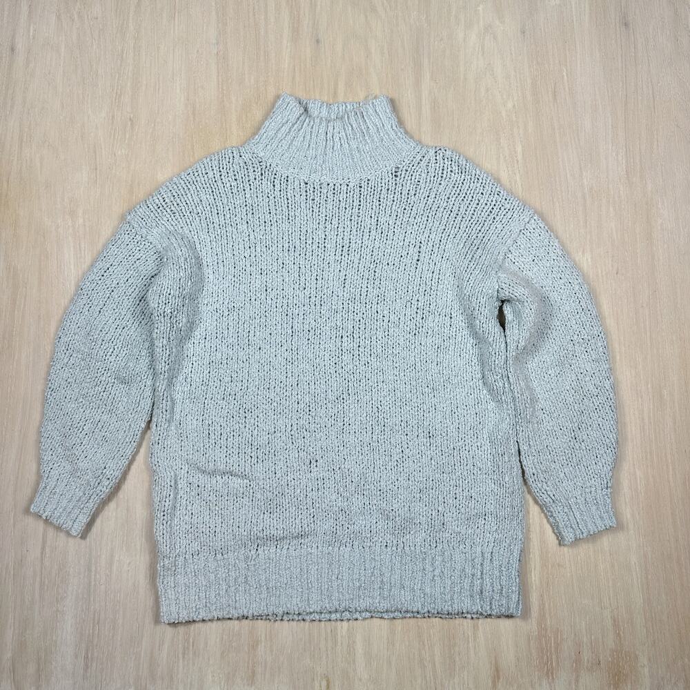 Anthropologie Blue Chunky Knit Mock Neck Cozy Cabin Core Pullover Sweater Small